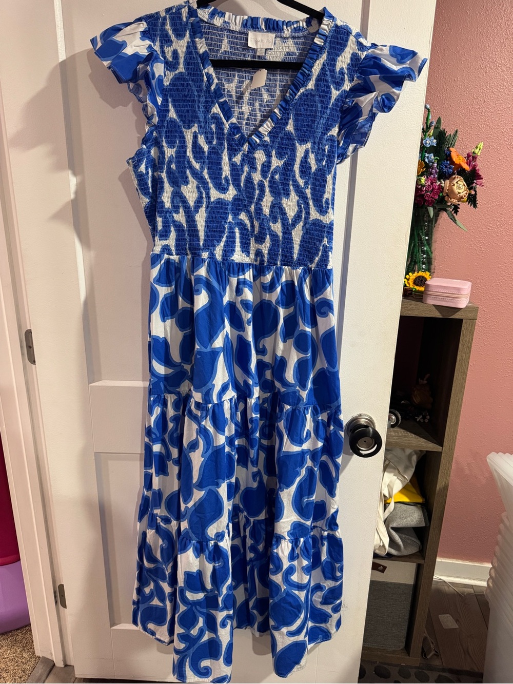 Sugar Lips Blue & White Floral Tiered Maxi Dress